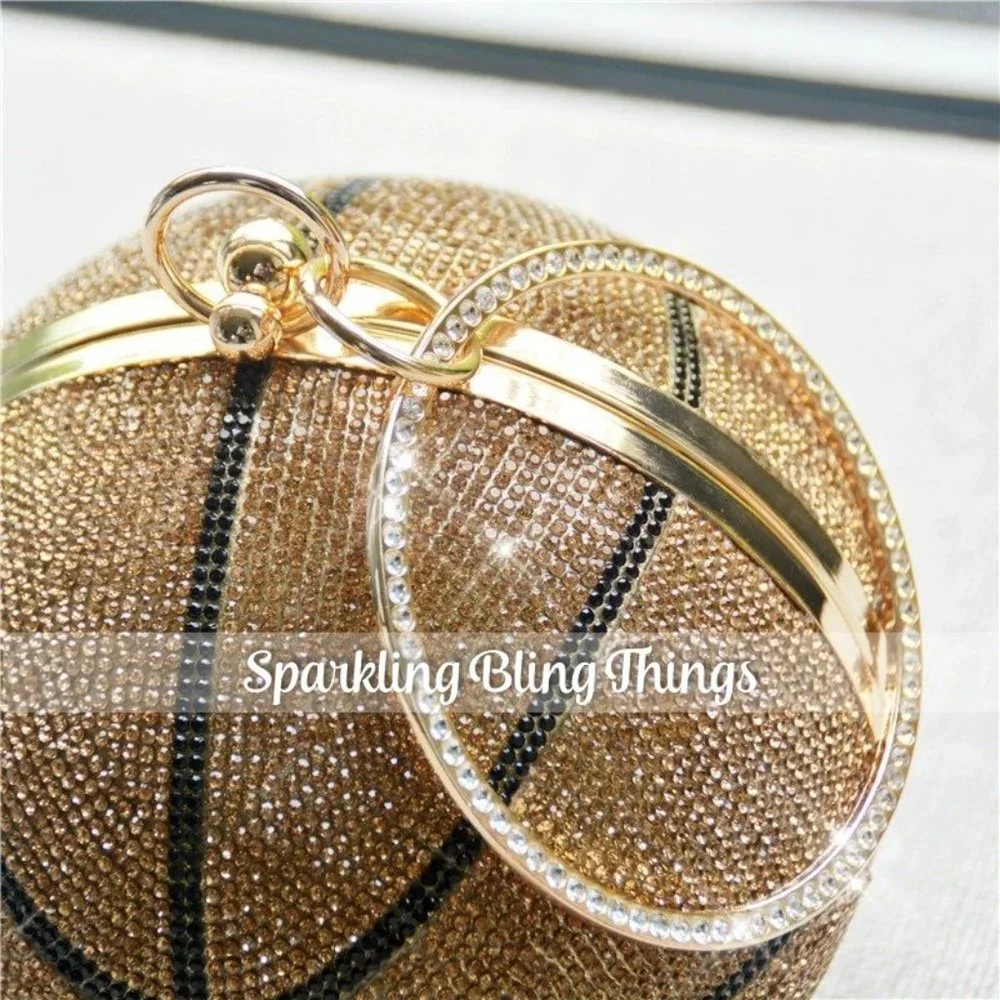 NWT BLING SWAROVSKI CRYSTAL RHINESTONE BASKETBALL CLUTCH HANDBAG PURSE +… - Picture 8 of 11